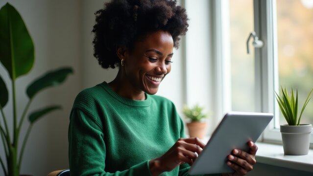 A person sitting in front of a window with a tablet computer, a great asset for personal or business use