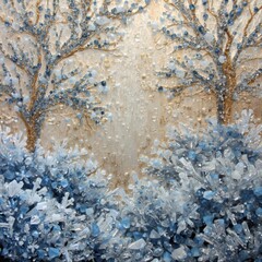 Sparkling Winter Landscape Art with Rhinestones