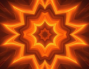 Symmetrical, fiery, star-like geometric pattern with radiating glow