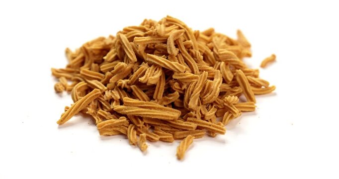 Crispy soya stick snack served in a bowl, healthy high-protein Indian namkeen for tea time or evening munching