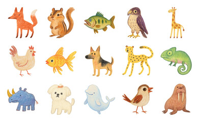 Obraz premium Colorful animal cartoon illustrations