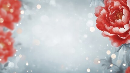 Vibrant red flower blossom close up on striking azure blue background captivating nature beauty.