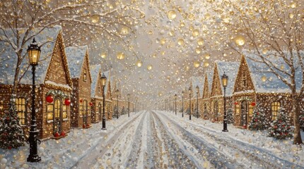 Winter Crystal Snow Village Art