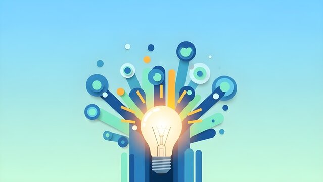 Creative Business Idea and Technology Explosion with Light Bulb Illustration - Powered by Adobe