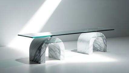 Minimalist Marble Arch Console Table with Glass Top whisk image