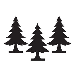 Three Black Pine Tree Silhouettes Icon design 