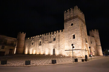 Castello dei Conti di Modica at Nigth in Sicily