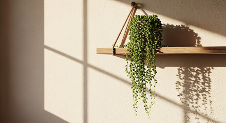 String of Pearls Plant on Floating Shelf Interior