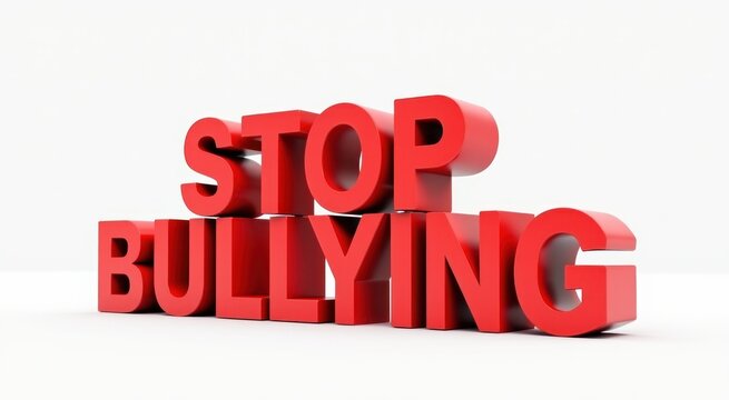Stop bullying sign with the word stop bullying in red