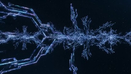 Intricate network of glowing blue digital pathways, representing data flow and connectivity in a futuristic abstract concept. - Powered by Adobe