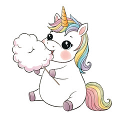 Happy Unicorn Winking and Enjoying a Sweet Treat