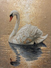 Swan on a Frozen Lake Art