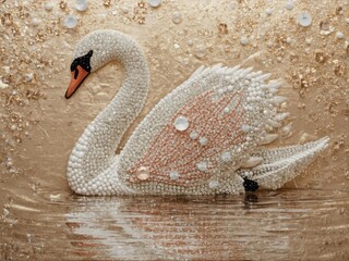 Swan on a Frozen Lake Art