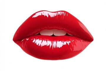 Obraz premium Cartoon Red Lips Design on a White Background With High Resolution for Various Creative Projects
