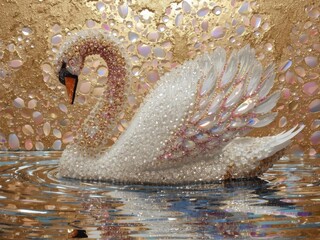 Swan on a Frozen Lake Art