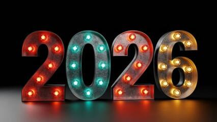 Vintage Marquee Lights 2026 New Year