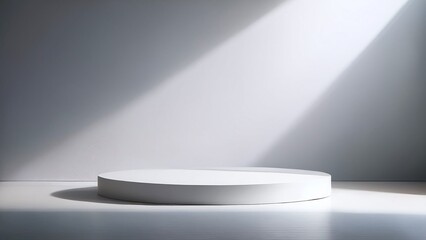 Clean Minimal White Studio Background with Floating Pedestal and Soft Shadows