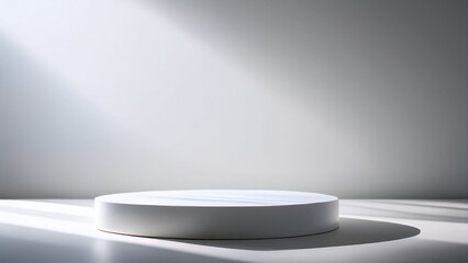 Clean Minimal White Studio Background with Floating Pedestal and Soft Shadows