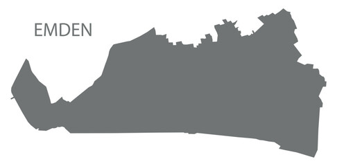 Emden city map with boroughs grey illustration silhouette shape