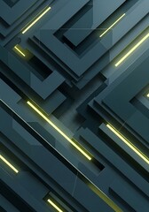 Modern geometric pattern with yellow light accents for tech applications