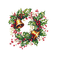 Cross-stitch pattern of Christmas wreath