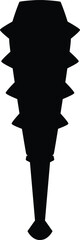 Obraz premium Cartoon mace medieval game weapon black silhouette, vector ancient battle warrior spiked mace, club with iron thorns