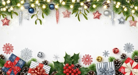 Joyful christmas celebration festive home decor digital illustration holiday atmosphere aesthetic viewpoint warm and cheerful christmas spirit with gifts and ornaments