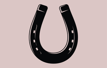 Detailed black horseshoe vector illustration classic rustic design lucky charm symbol wild west icon western emblem traditional object simple equestrian accessory