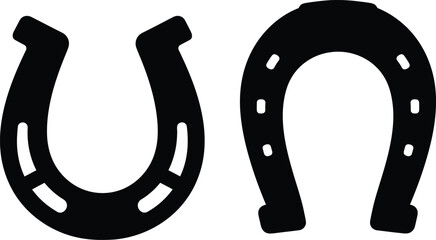 Horseshoe vector icon set black illustration isolated on transparent background good luck charm blacksmith accessory horse care equipment