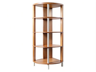Modern wooden corner shelf unit, five tiers, sleek design, home