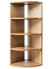 Modern light wood corner shelving unit for home interior design