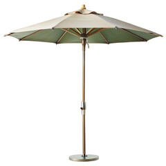 Stylish beige patio garden umbrella with wooden pole for shade