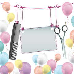 Hanging Scissors Comb Sign Pastel Balloons