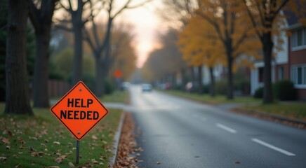 Sign that says help needed on the side of the road