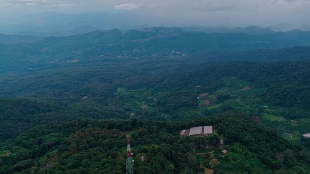  aerial 4k shot of Doi Pui mountain area in Chiang Mai, Thailand