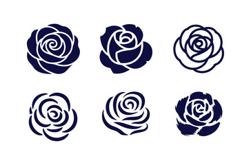 Rose buds floral collection set. isolated flower symbol design. simple roses icons bundle concept