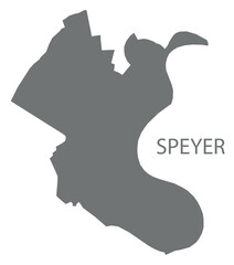 Speyer city map with boroughs grey illustration silhouette shape