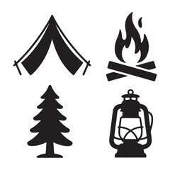 Camping tent outdoor adventure silhouette design