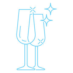 Clean wine glasses linear icons with editable stroke, isolated on transparent background. Shining glass symbols perfect for bar, restaurant, winery, and tasting-themed designs.
