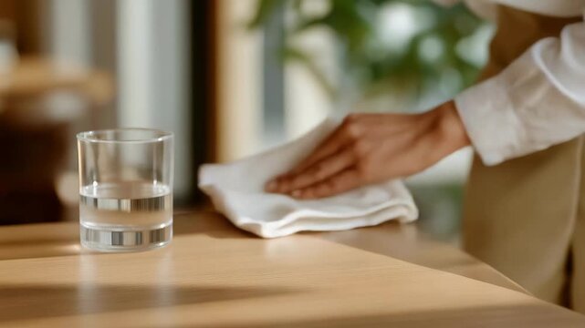 A hand carefully cleaning eyeglasses with a microfiber cloth on a tidy desk &mdash; vision wellness, daily self-care routine, optical health, and clean minimal aesthetic. cinematic color correction,