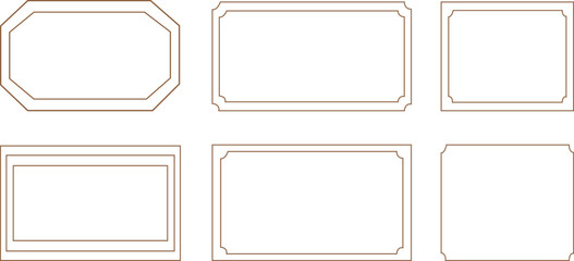 Antique gold picture frames collection border design set isolated on white wall background