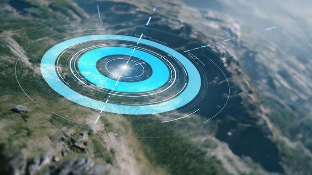 AI-powered radar systems visualizing incoming aerial threats in 3D holographic displays with predictive trajectory mapping, representing advanced radar technology, autonomous threat detection, and