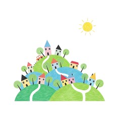 Obraz premium Village hillside scene