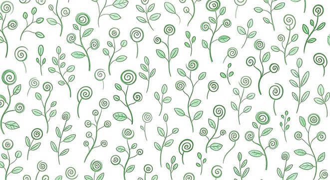 Green leaf pattern on white background