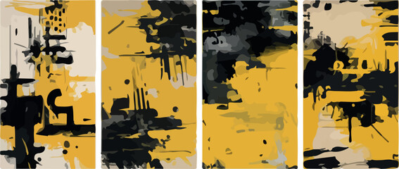 Yellow and Black Abstract Texture Collection &ndash; Modern Artistic Background Panels