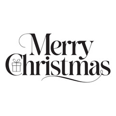 Elegant Merry Christmas Typography Design with Festive Gift and Swash Accents.