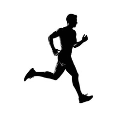 silhouette of a man jogging against a white background
