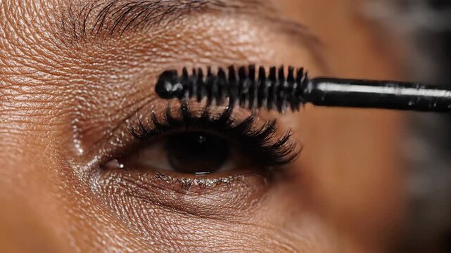 Mastering Eyelash Enhancement: A Close-Up Guide to Applying Volumizing Mascara for a Stunning and Expressive Eye Makeup Look, Emphasizing Precise