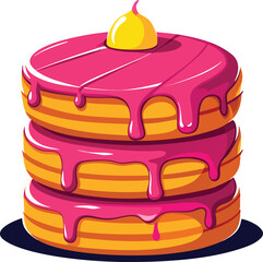 Vibrant stylized illustration of a three tiered cake
