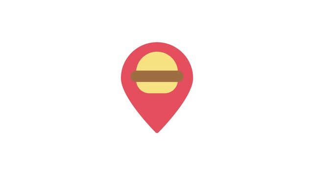 Hamburger icon placed on a map pin, indicating a location related to food or dining.